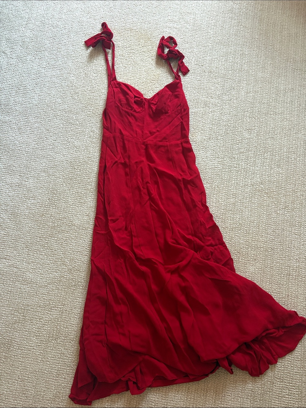 Reformation Red Tie-Strap V-Neck Maxi Dress - Picture 1 of 2